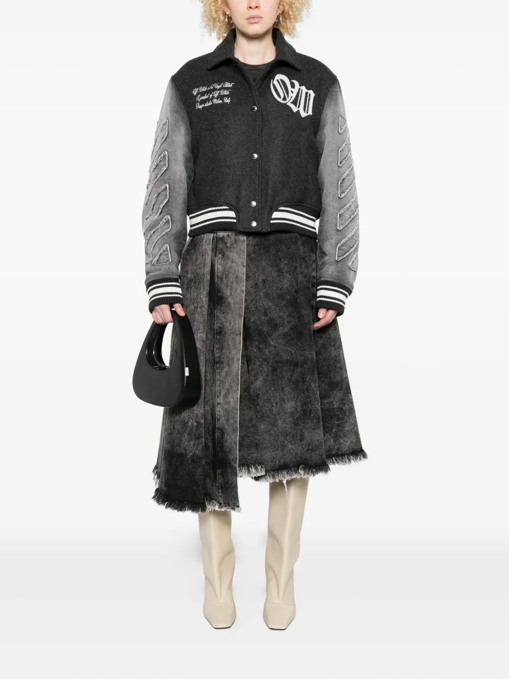 Off-white Logo Flocked Button-up Jacket In Black