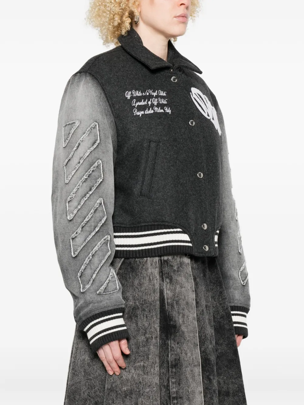 Off-white Logo Flocked Button-up Jacket In Black
