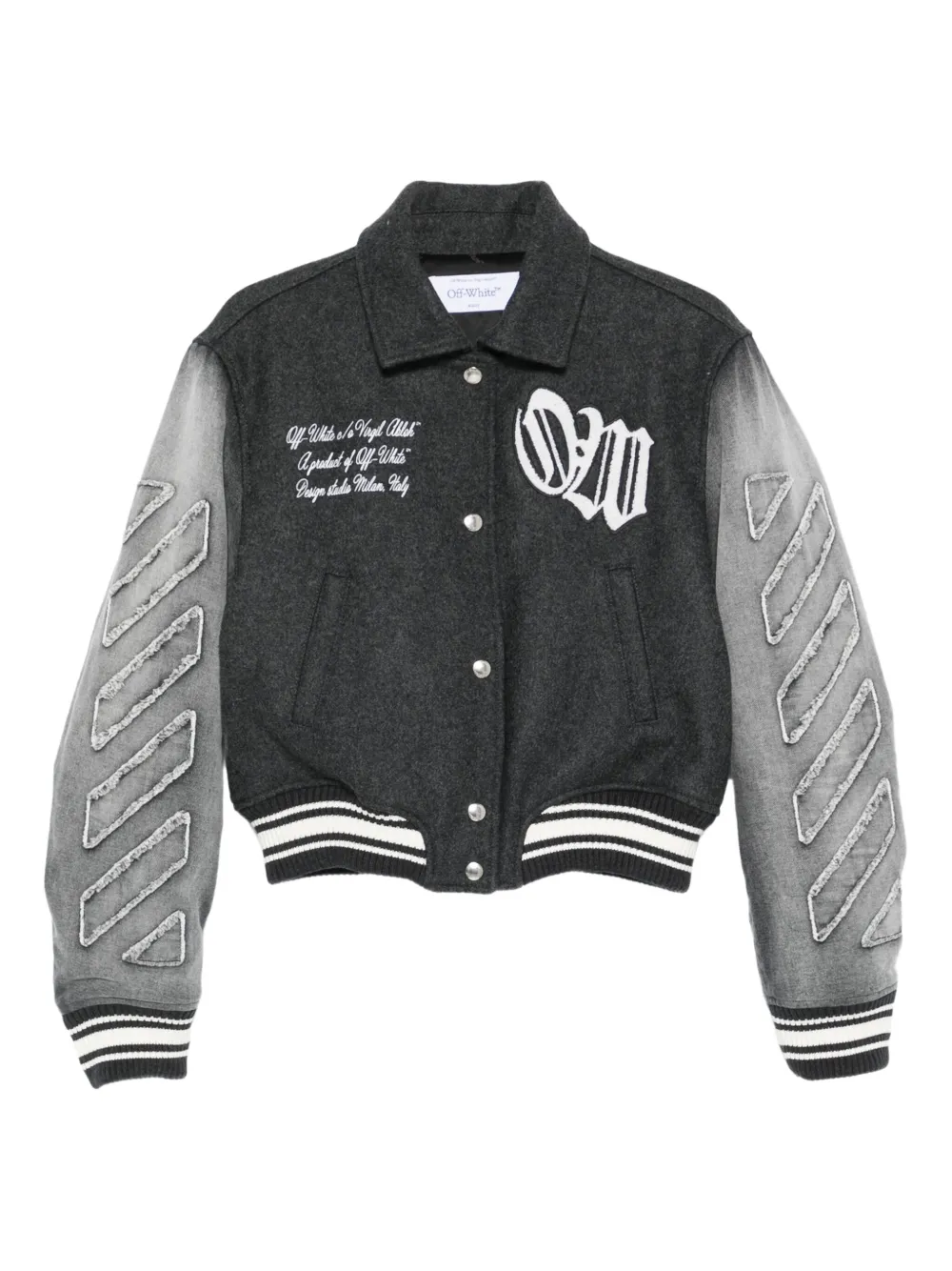 Off-White varsity-style bomber jacket - ブラック Off-White varsity-style bomber jacket - ブラック