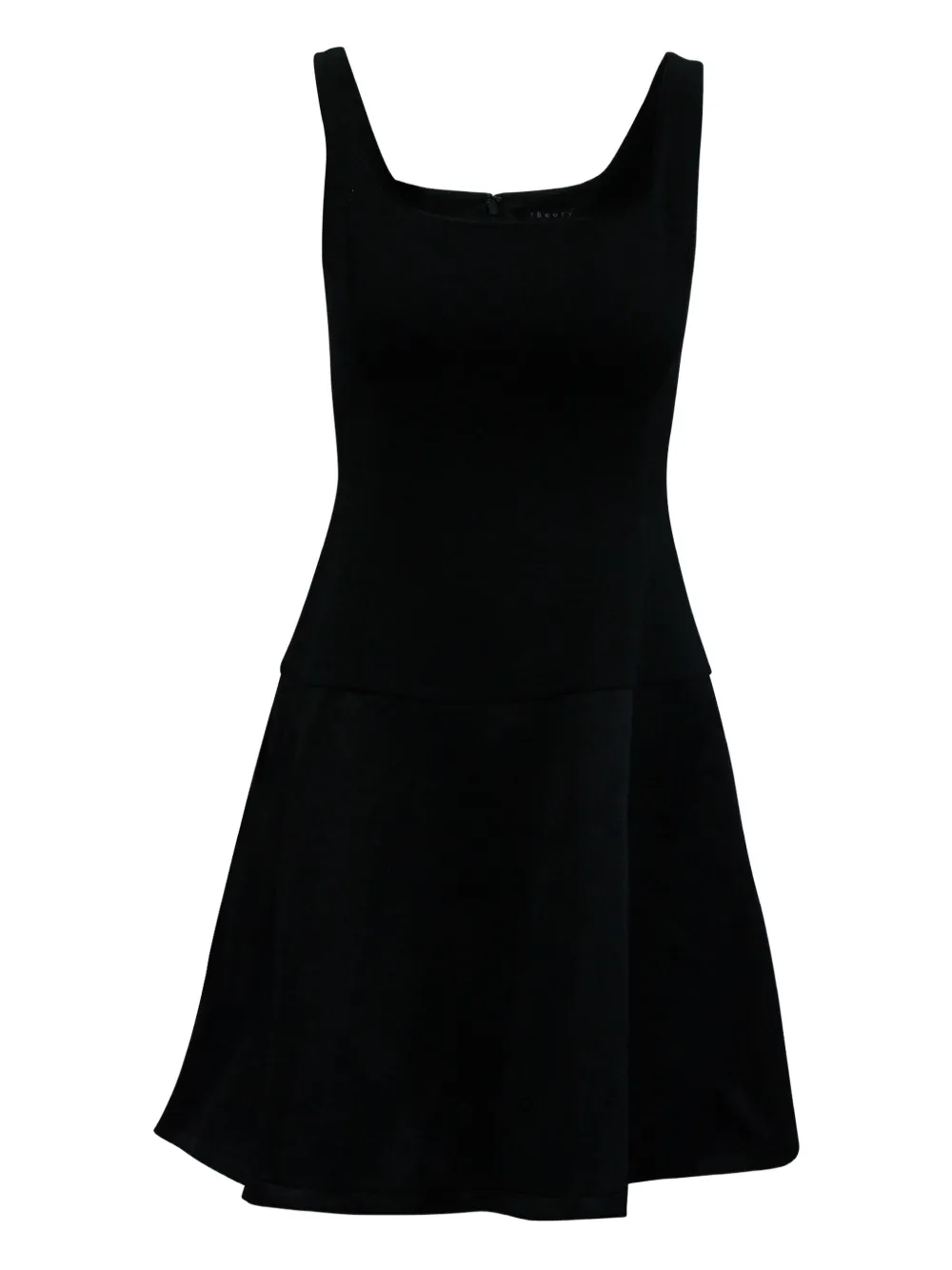 Pre-owned Theory Square-neck Sleeveless Dress In Black