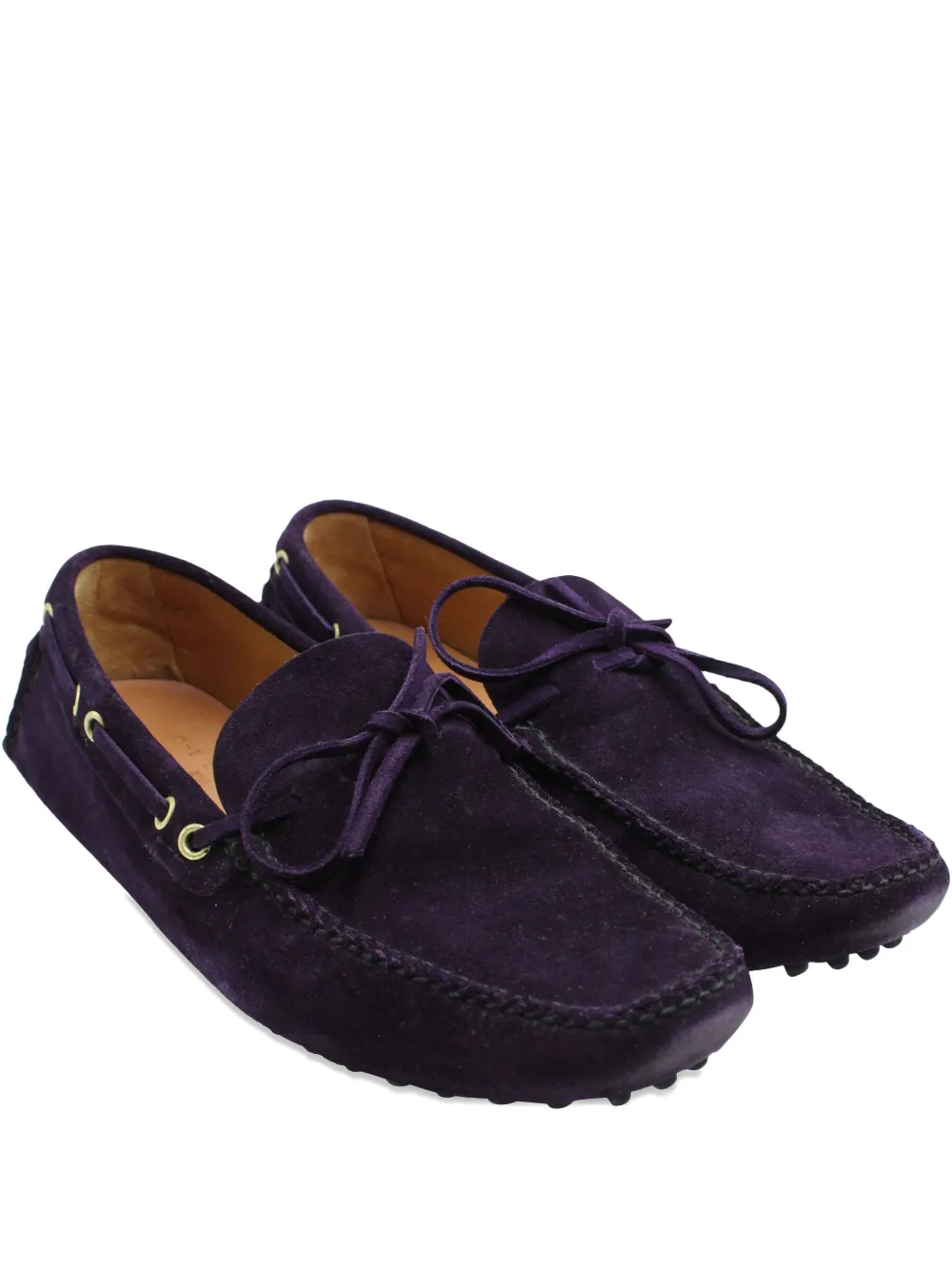 Tod's Vintage Gommino pebbled-sole boat shoes - Viola