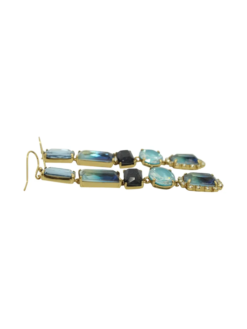 Pre-owned Kate Spade Crystal Linear Drop Earrings In Blue