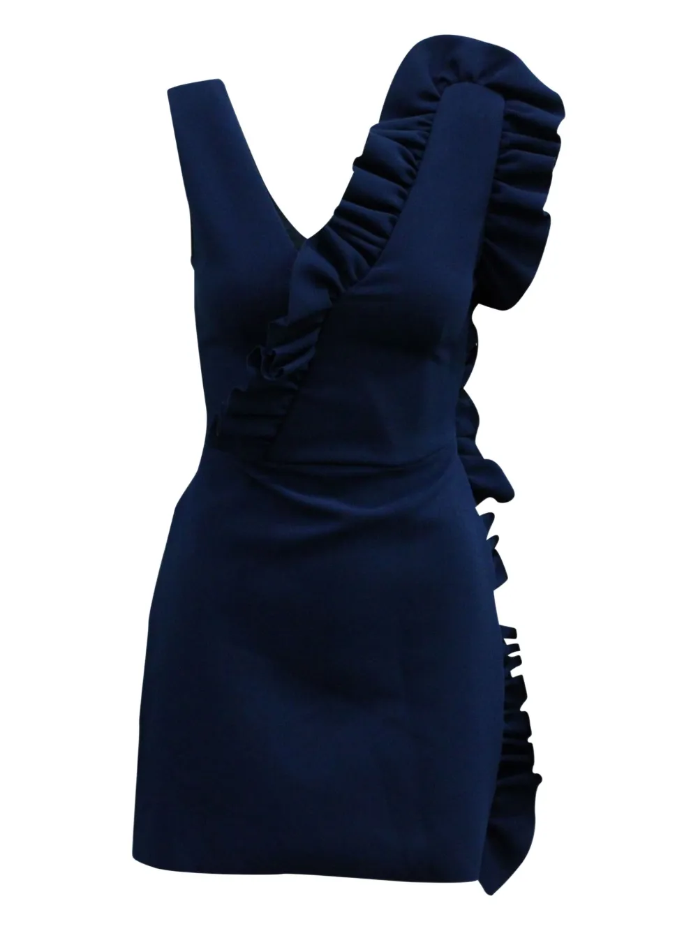 MSGM asymmetrical ruffled mini dress - Blauw
