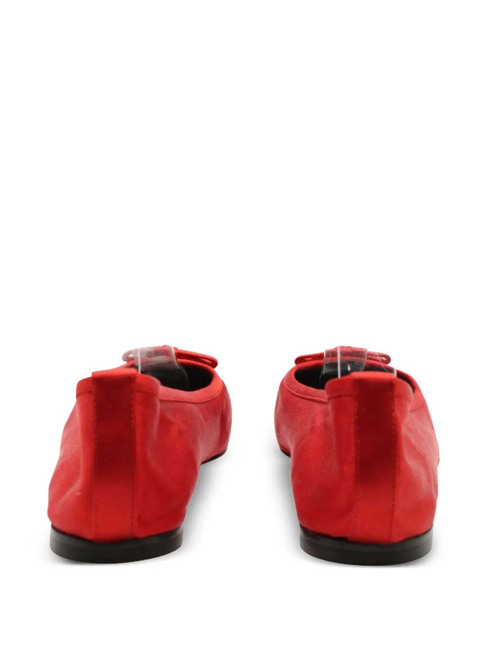 Pre-owned Dolce & Gabbana Satin Charm-embellished Ballet Flats In Red