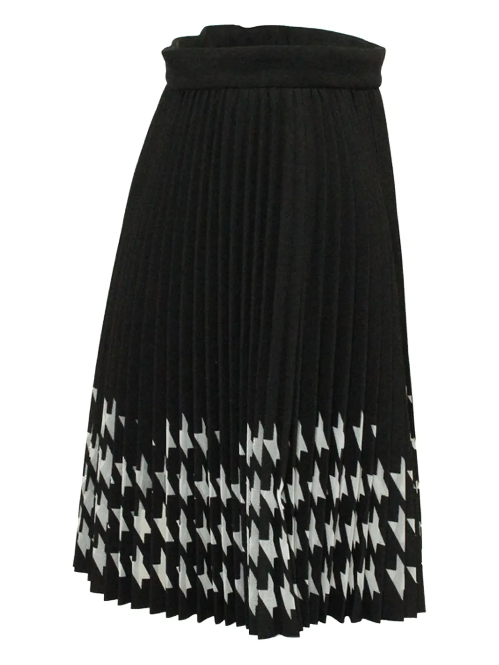 Pre-owned Msgm Pleated Houndstooth Skirt In Black
