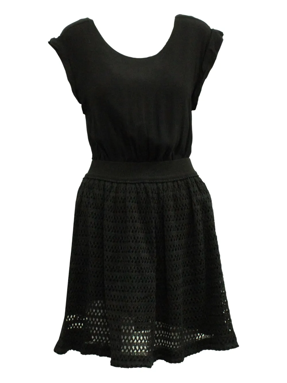 Pre-owned Sandro Mesh-insert Mini Dress In Black