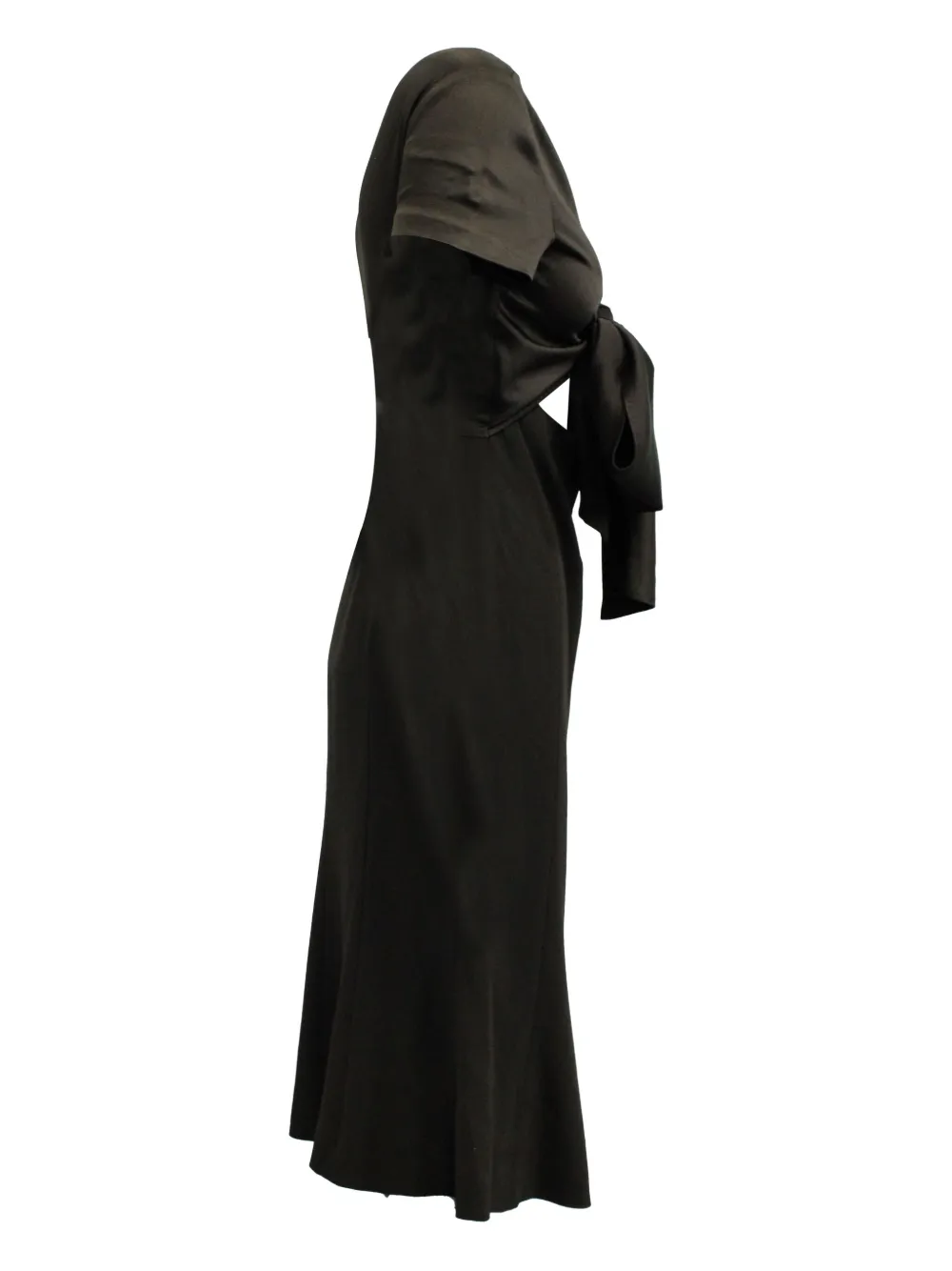 Pre-owned Max Mara Chest-tie V-neck Midi Dress In Brown