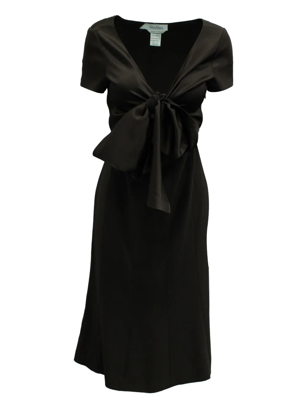 Pre-owned Max Mara Chest-tie V-neck Midi Dress In Brown