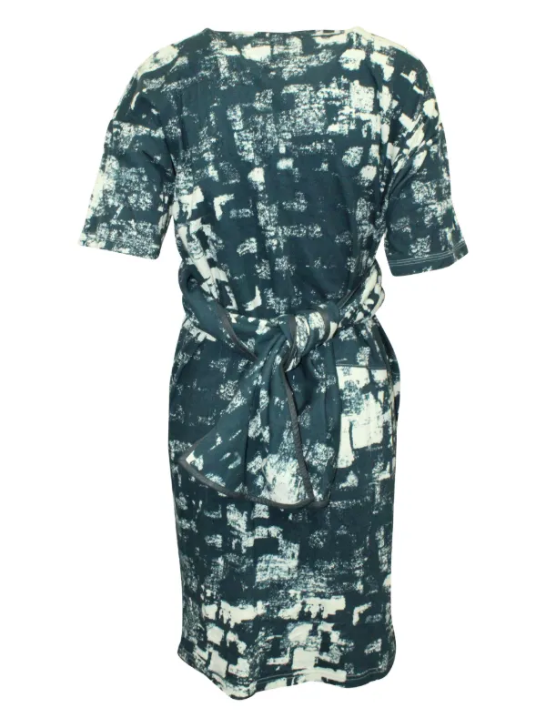Celine Abstract-Print Wrap Mini Dress - Green