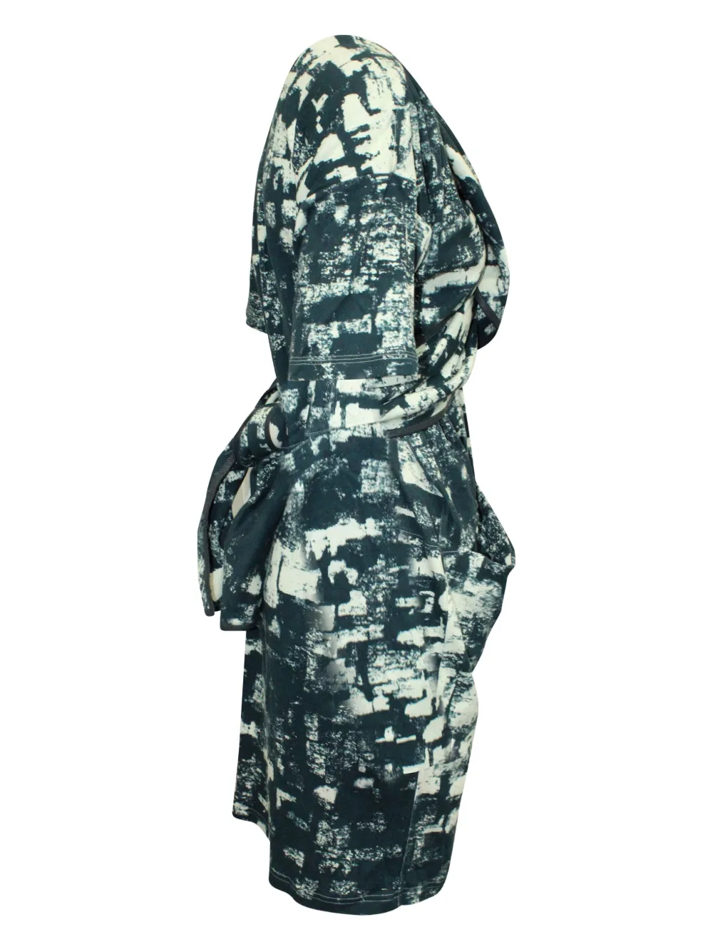 Pre-owned Celine Abstract-print Wrap Mini Dress In Green