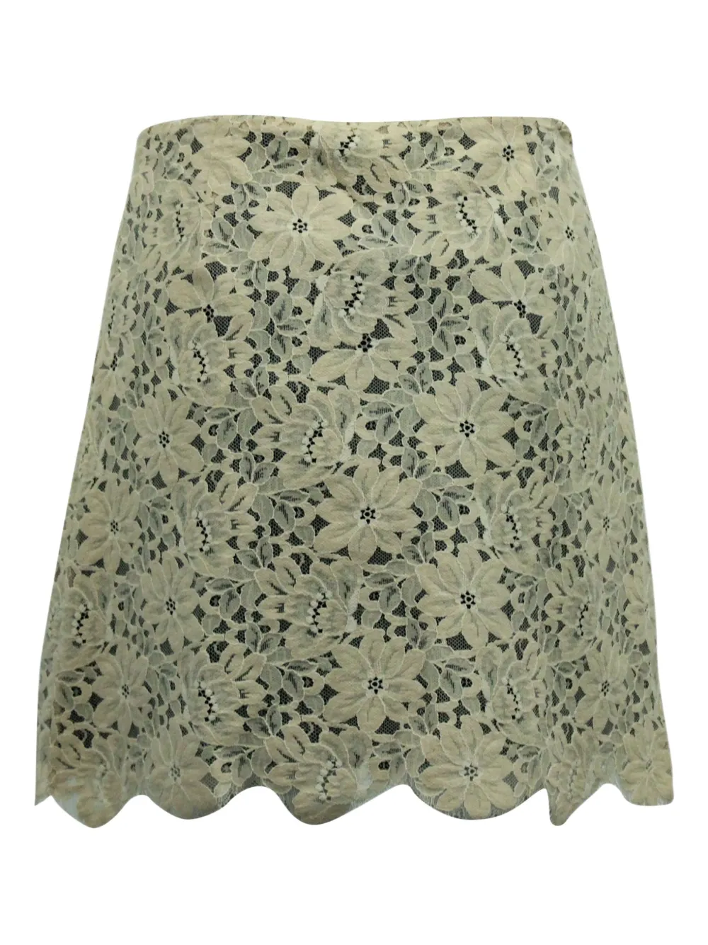 Pre-owned Sandro Floral-lace Mini Skirt In Neutral