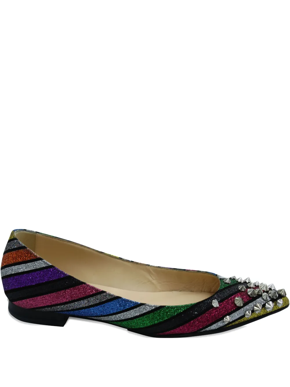 Christian Louboutin Pre-Owned Drama Stripe フラットシューズ - ピンク Christian Louboutin Pre-Owned Drama Stripe フラットシューズ - ピンク