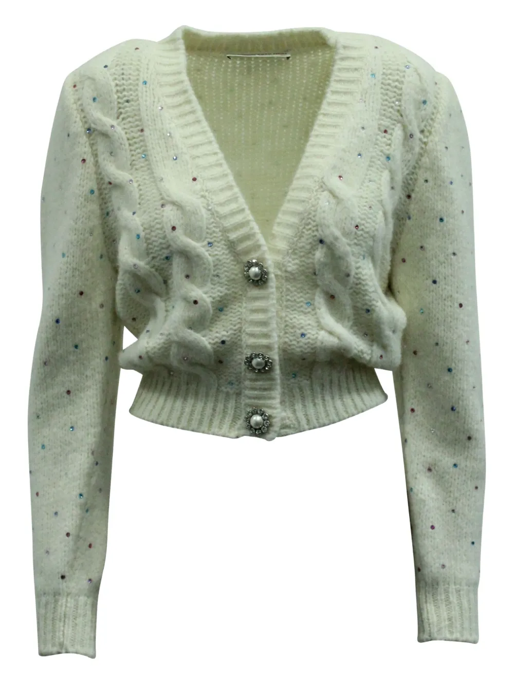 Alessandra Rich crystal-embellished cable-knit cardigan | White | Image 1