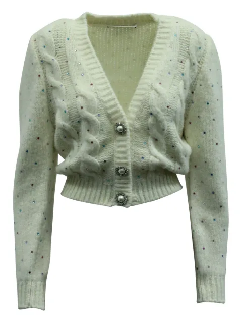 Alessandra Rich crystal-embellished cable-knit cardigan