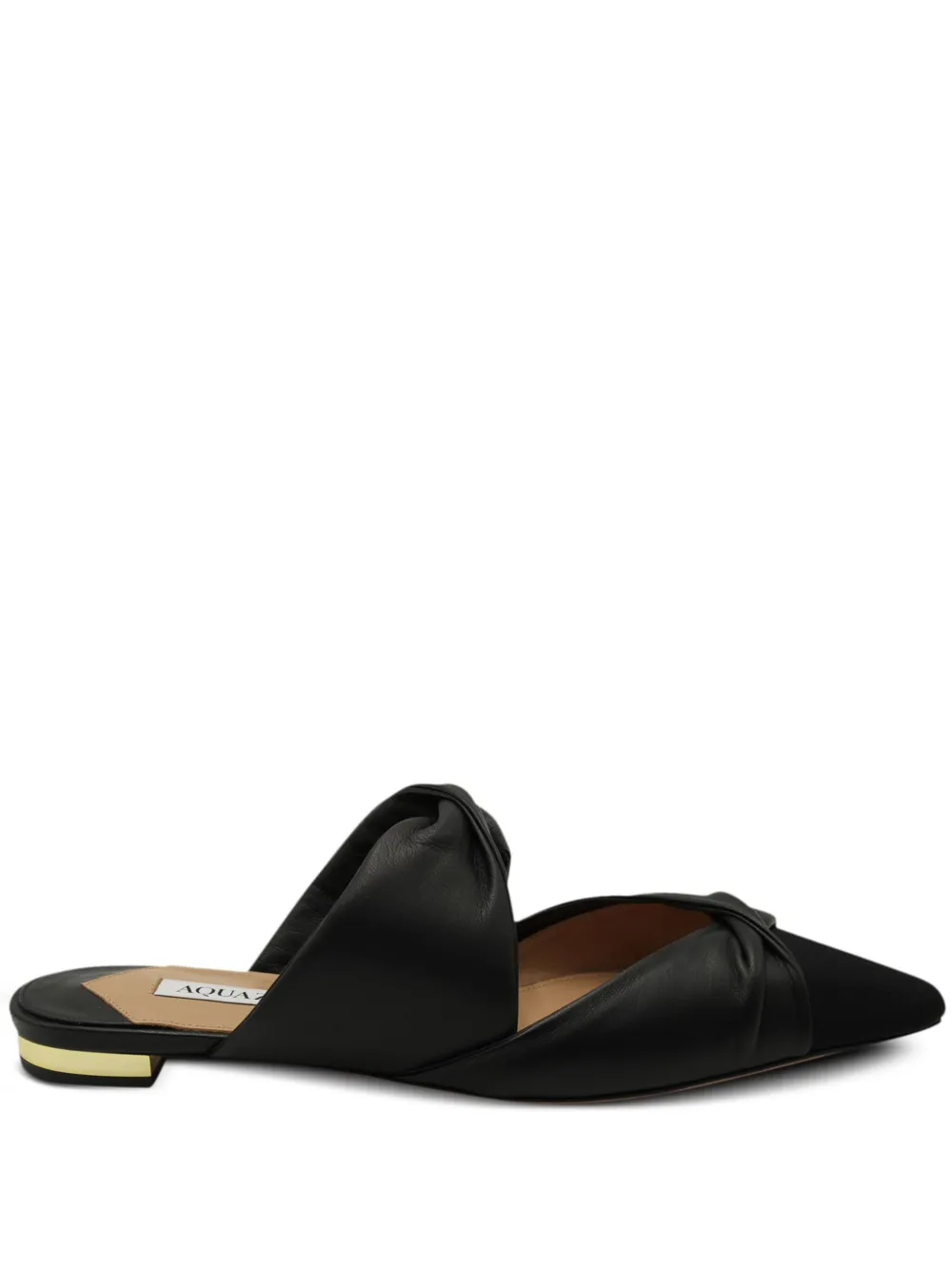 Pre-owned Aquazzura Twist Flat Mules In Black