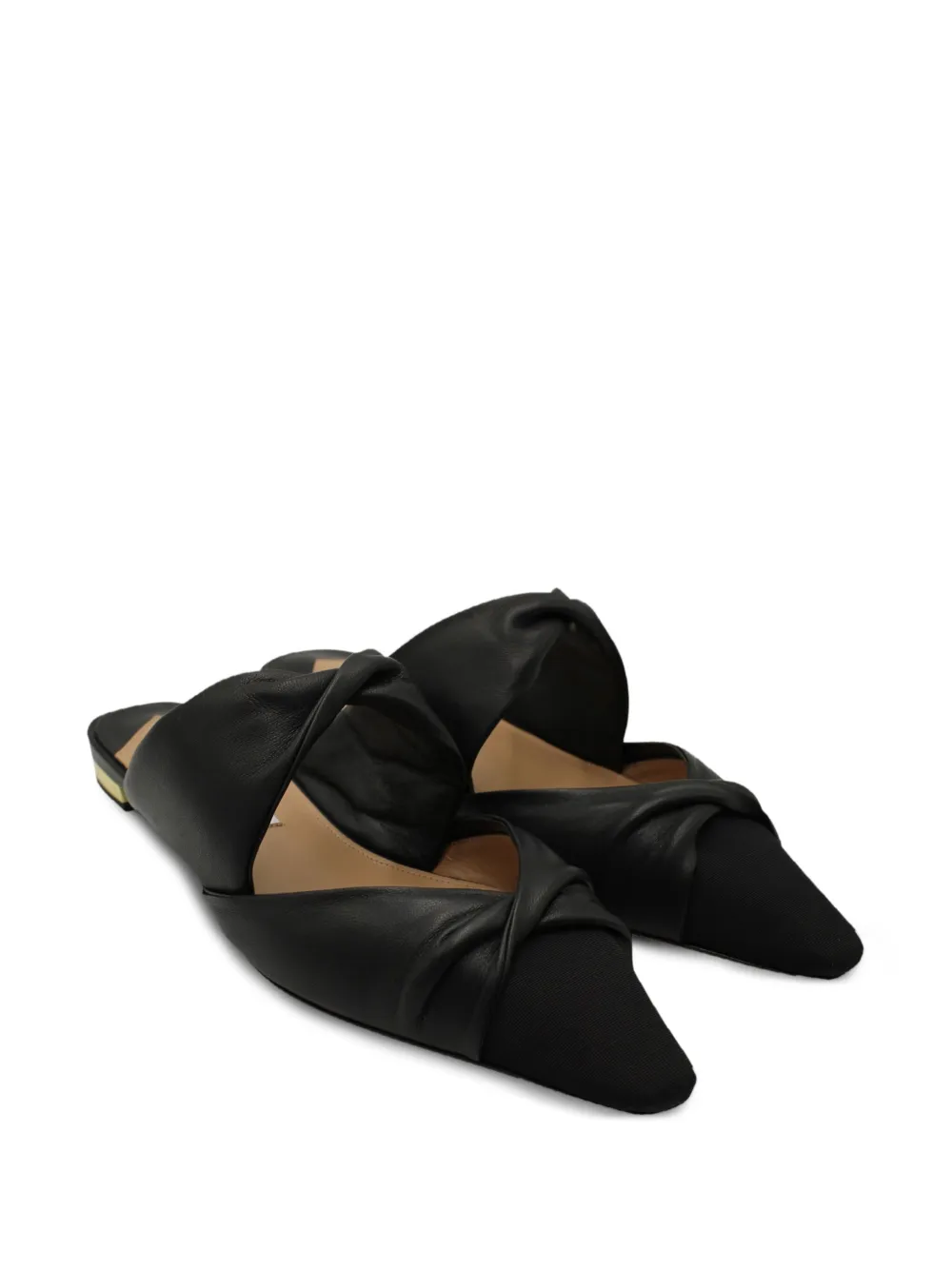Pre-owned Aquazzura Twist Flat Mules In Black
