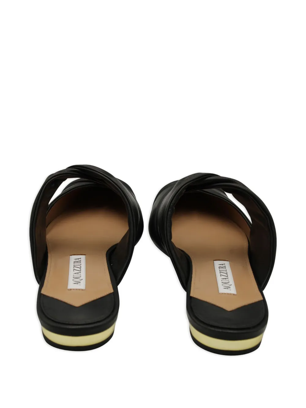 Pre-owned Aquazzura Twist Flat Mules In Black