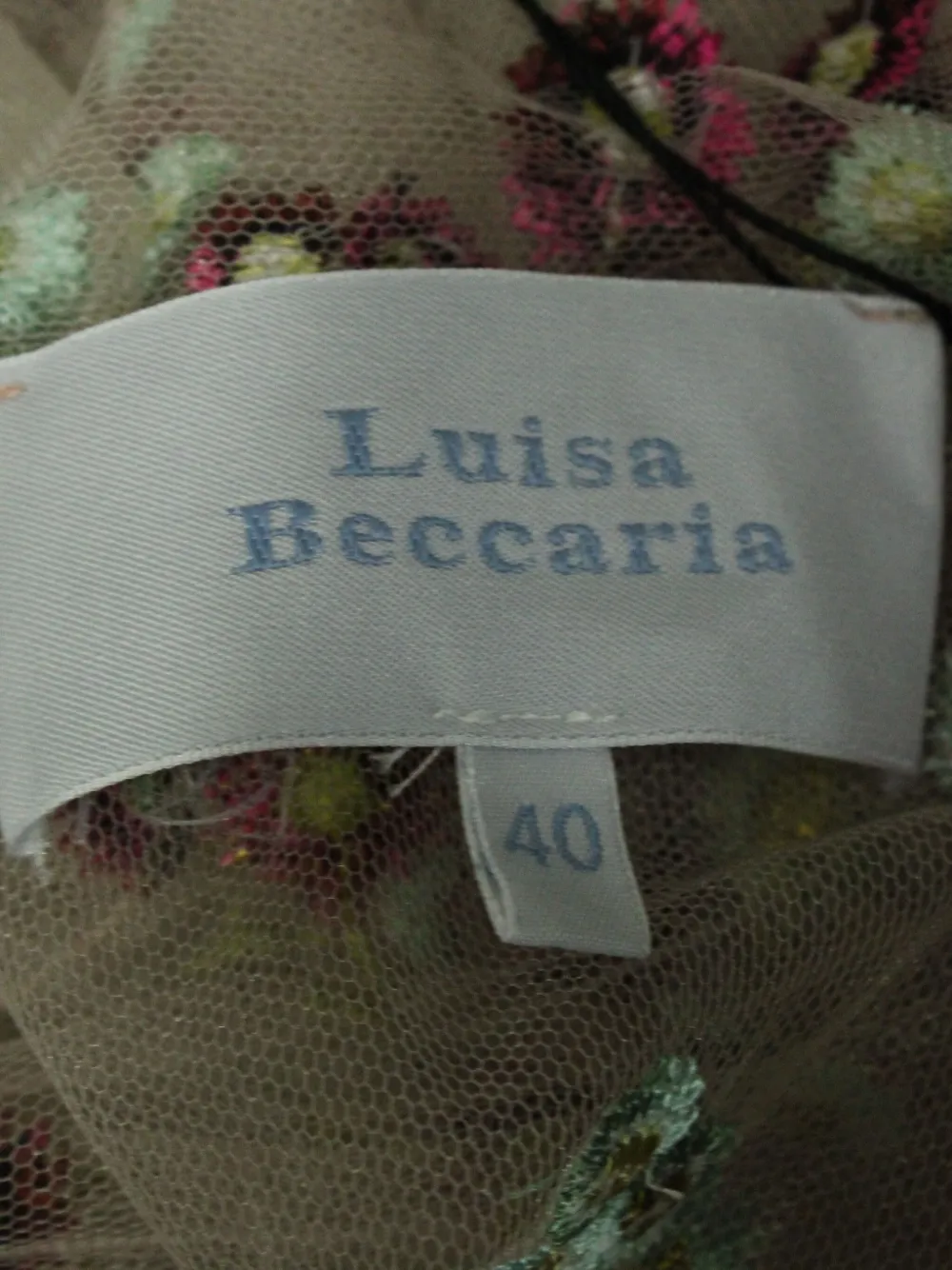 Pre-owned Luisa Beccaria Vintage Floral Embroidered Mesh Blouse In Neutral