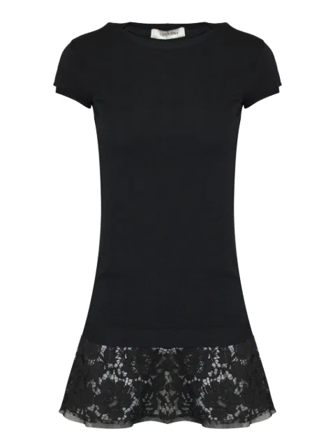 Mario Valentino Vintage lace-hem T-shirt mini dress