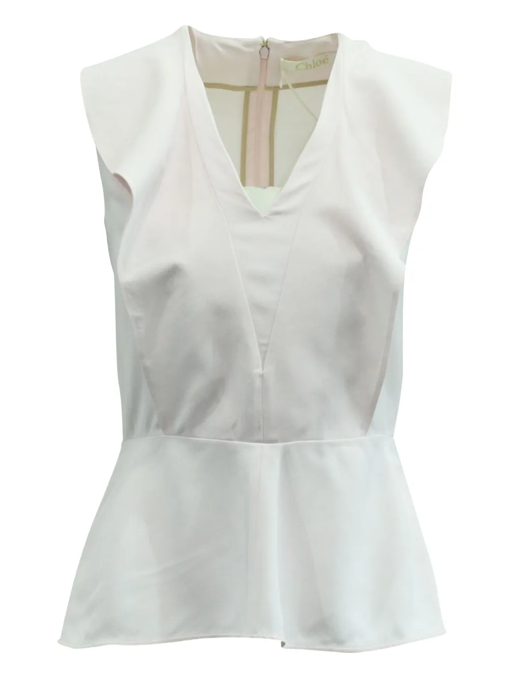 Pre-owned Chloé Vintage Peplum V-neck Blouse In Pink