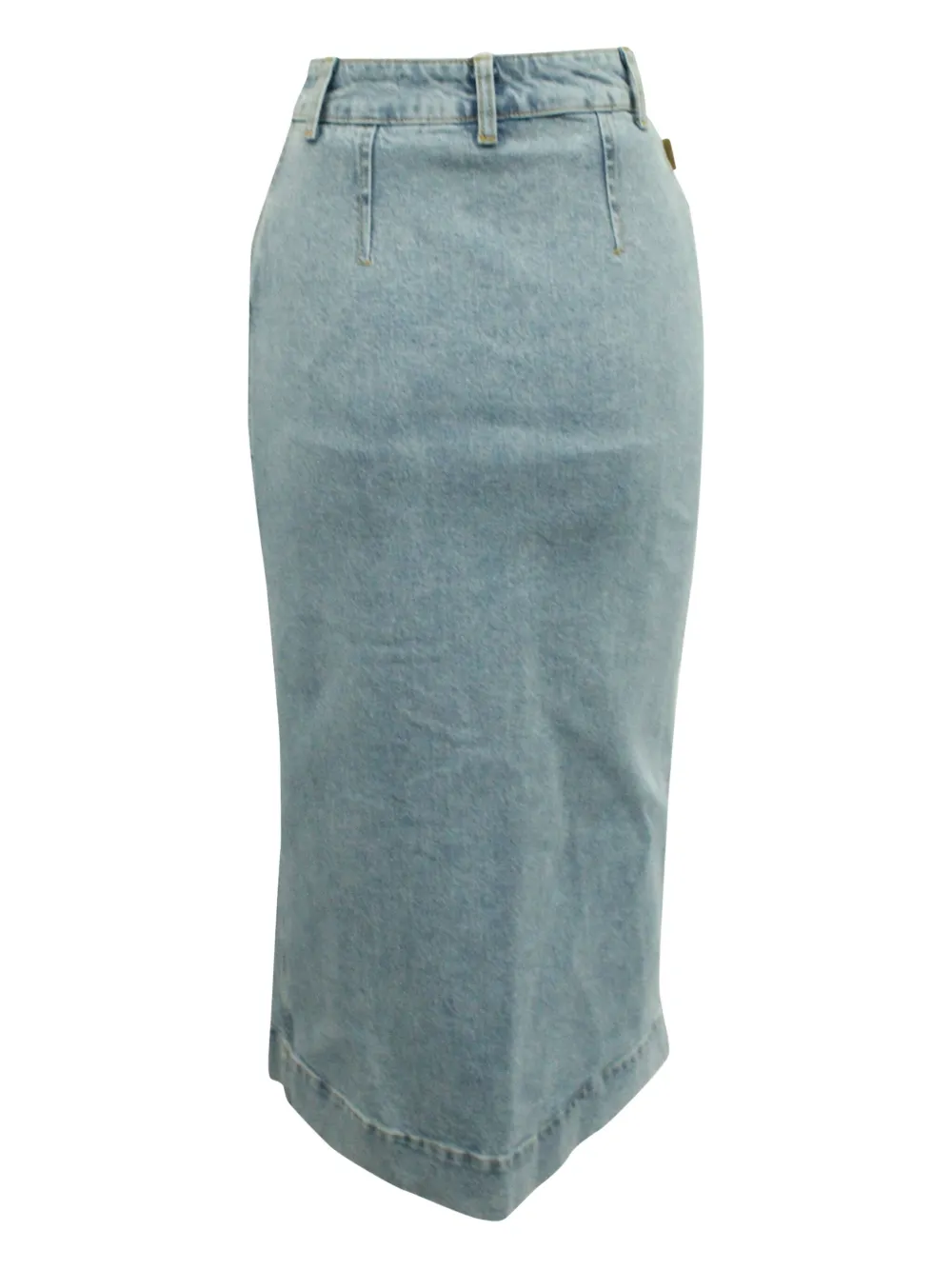 GANNI buttoned-front midi denim skirt - Blauw