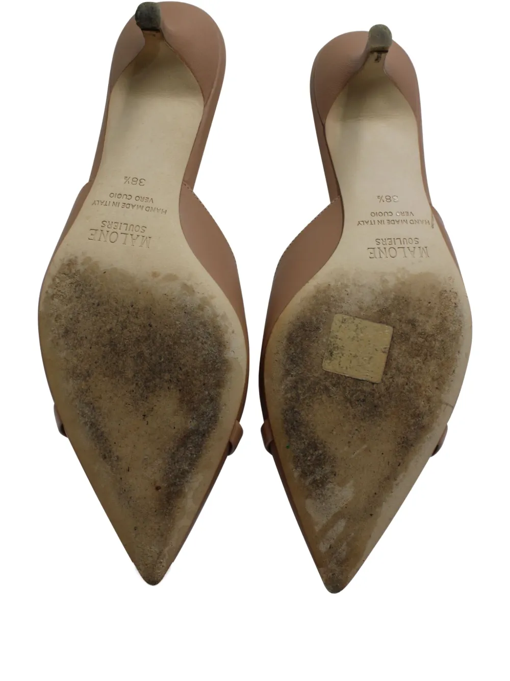 Pre-owned Malone Souliers Missy 45 Pointed-toe Mules In Brown