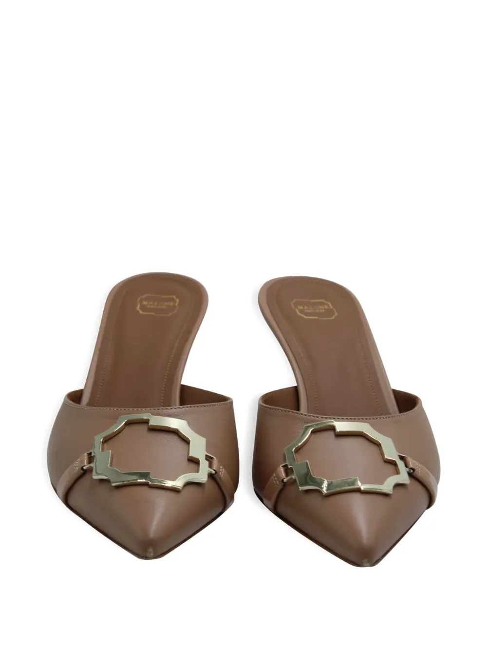 Pre-owned Malone Souliers Missy 45 Pointed-toe Mules In Brown