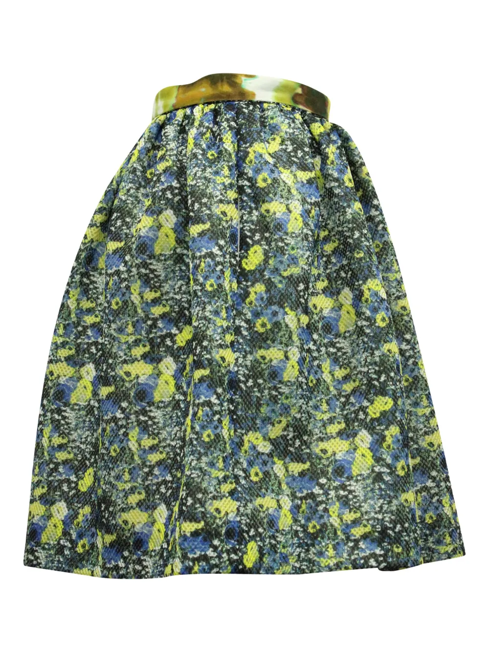 Pre-owned Msgm Floral-print Circle Skirt In Yellow