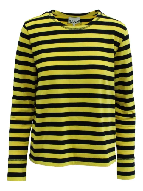 GANNI striped long-sleeved top