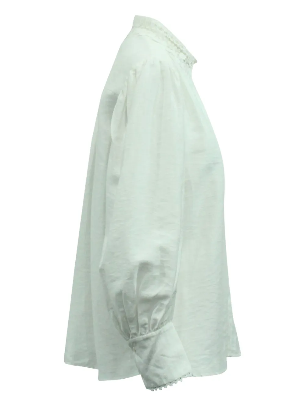 Pre-owned Sandro Lace-collar Puffed-sleeve Shirt In White