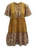 Maje floral-motif tiered mini dress - Yellow