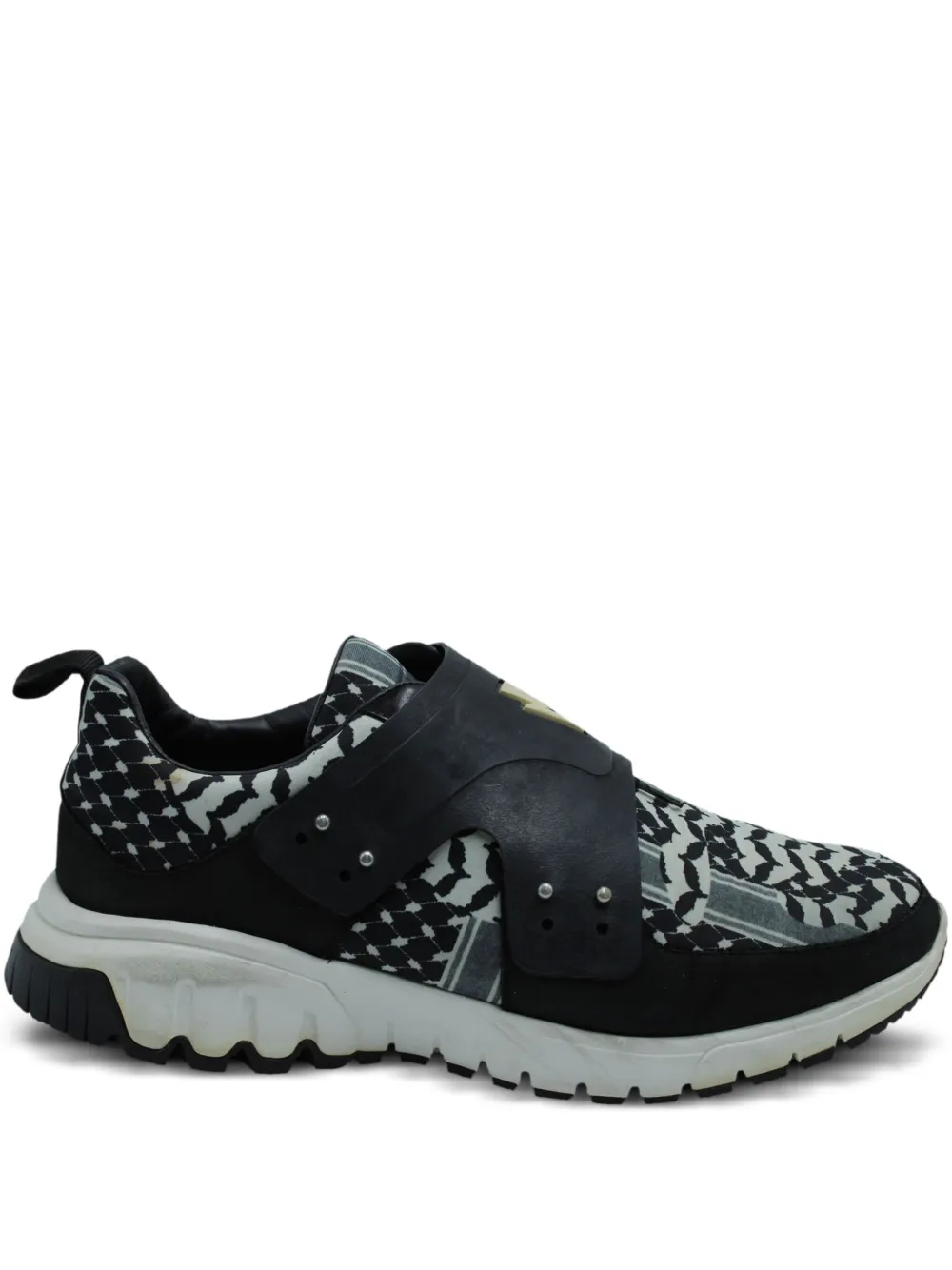 Neil Barrett printed leather-trimmed sneakers | Black | Image 1