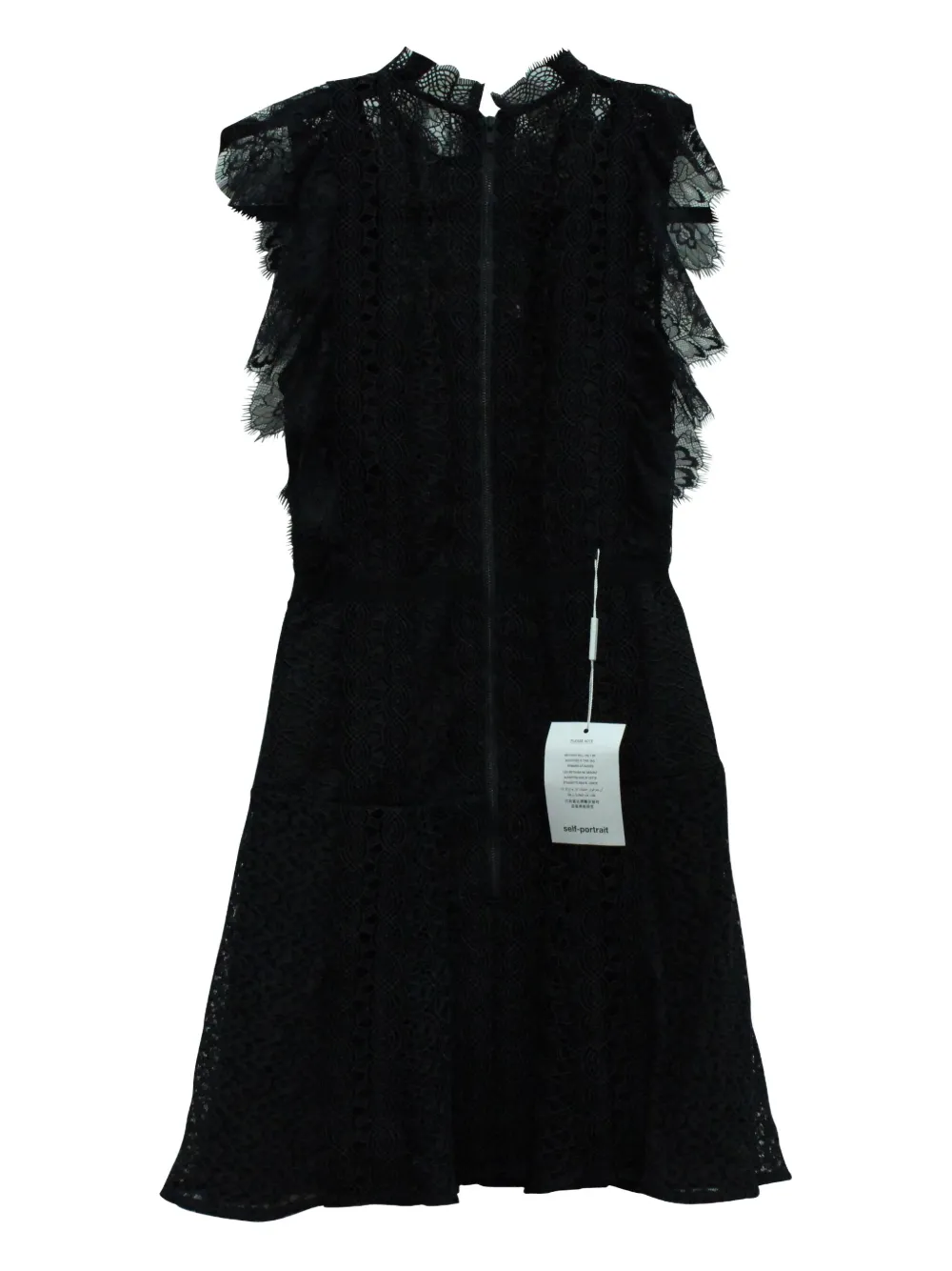 Self-Portrait lace ruffled-sleeve dress - Zwart