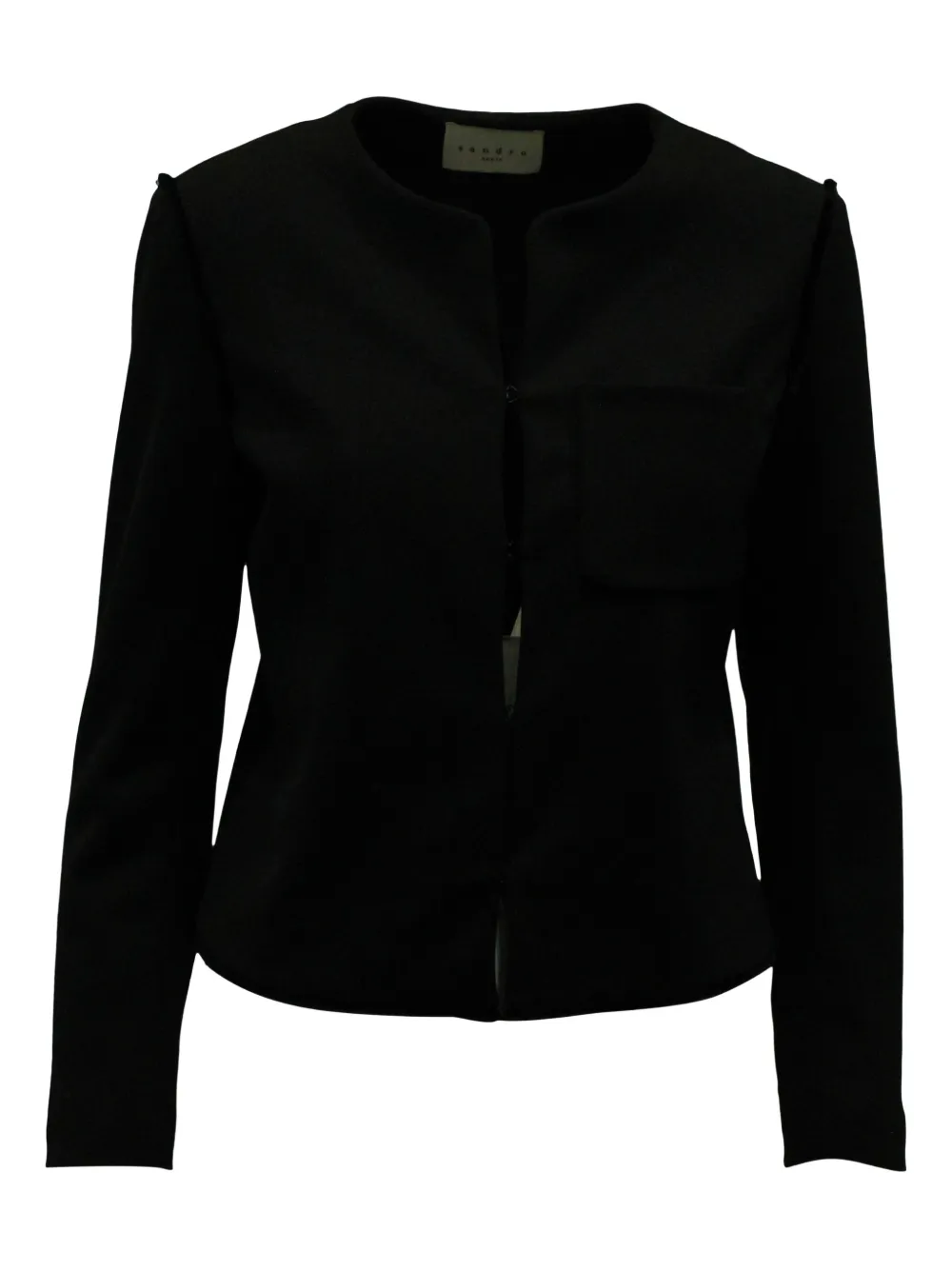 Pre-owned Sandro Long-sleeve Wool Jacket In Black