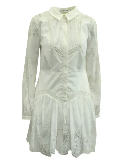 Self-Portrait lace-trimmed cotton mini dress