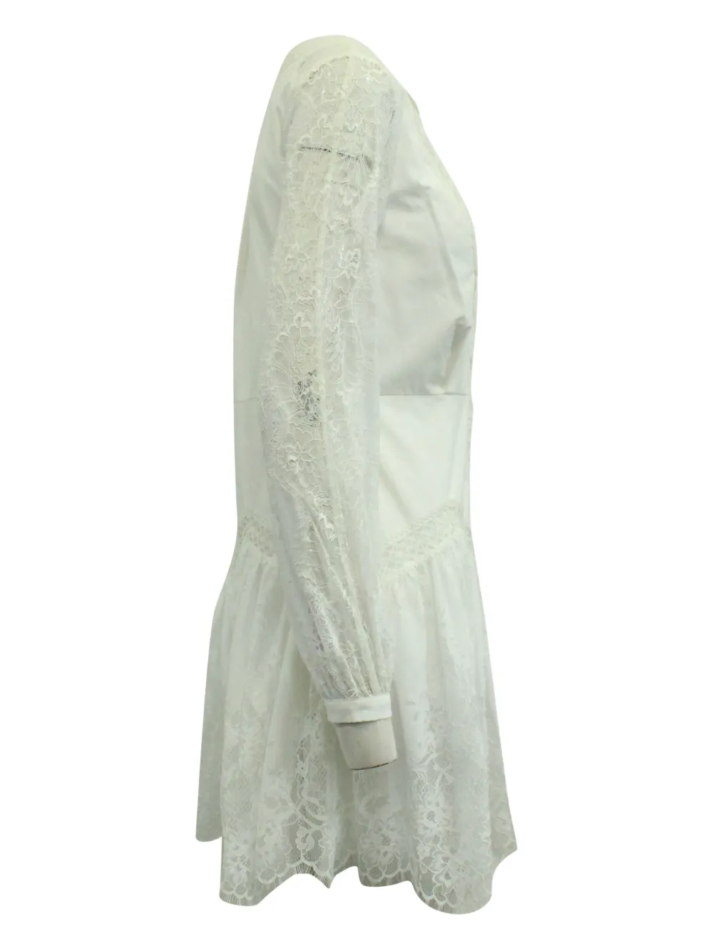 Self-Portrait lace-trimmed cotton mini dress - Wit