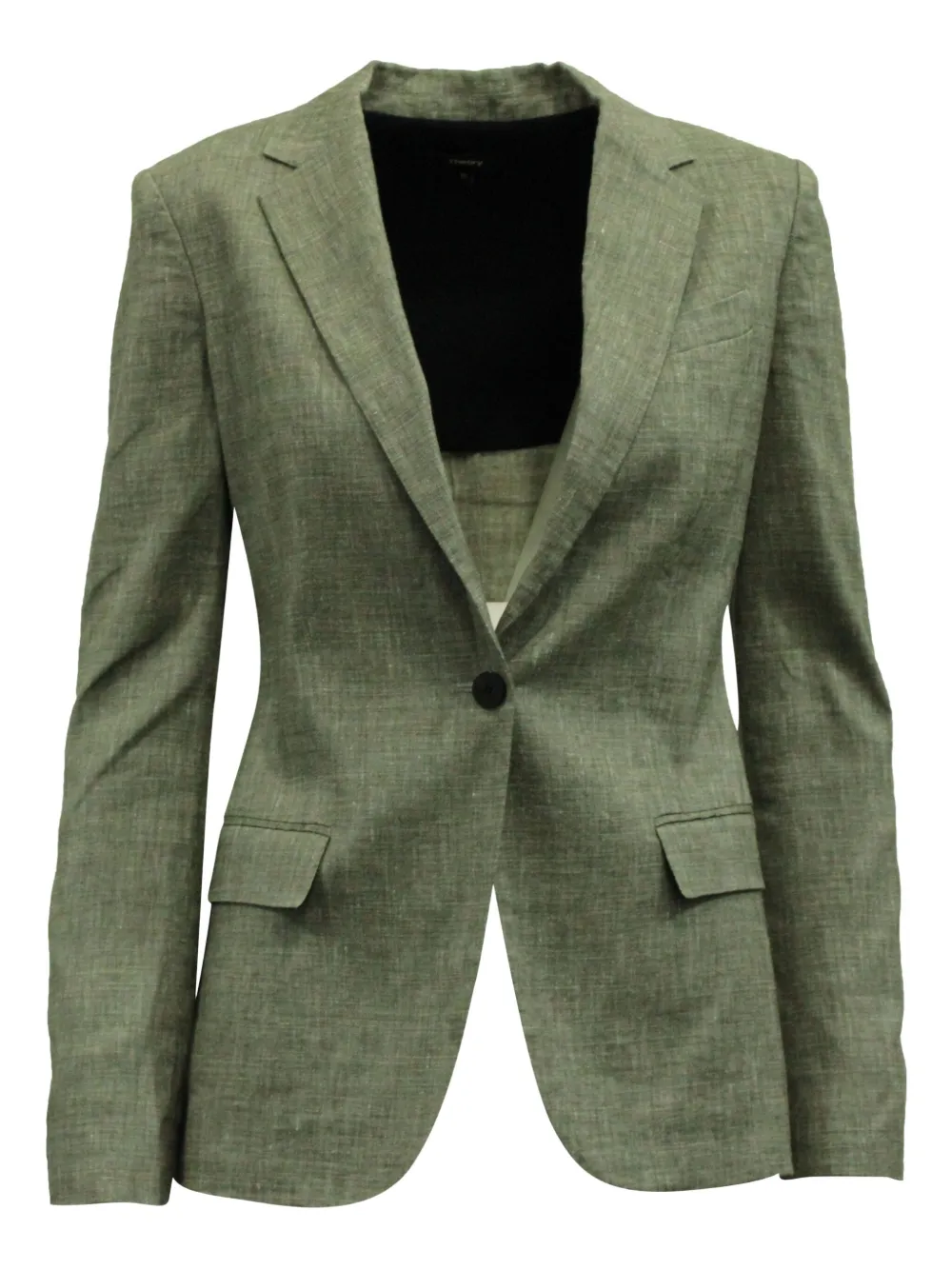 Pre-owned Theory Linen/flax Single-brasted Blazer In Gray