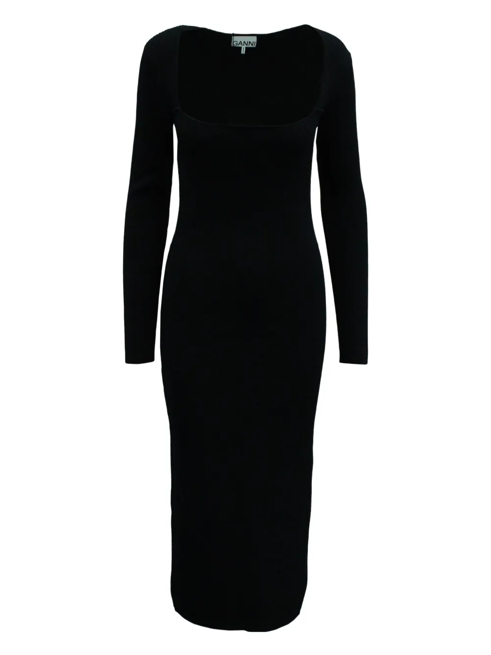 GANNI ribbed scoop-neck midi dress | Black | Image 1