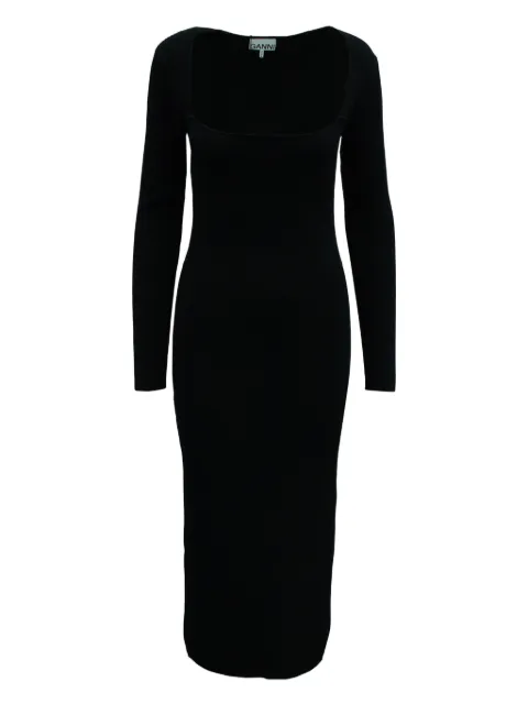 GANNI ribbed scoop-neck midi dress