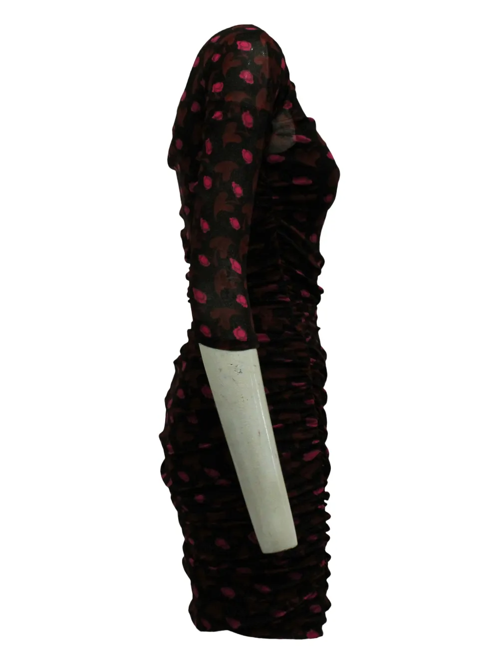 Pre-owned Diane Von Furstenberg Floral-print Ruched Dress In Brown
