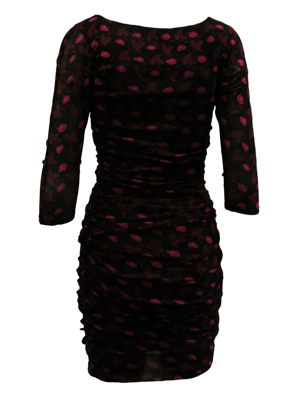 DVF Diane von Furstenberg floral-print ruched dress - Bruin
