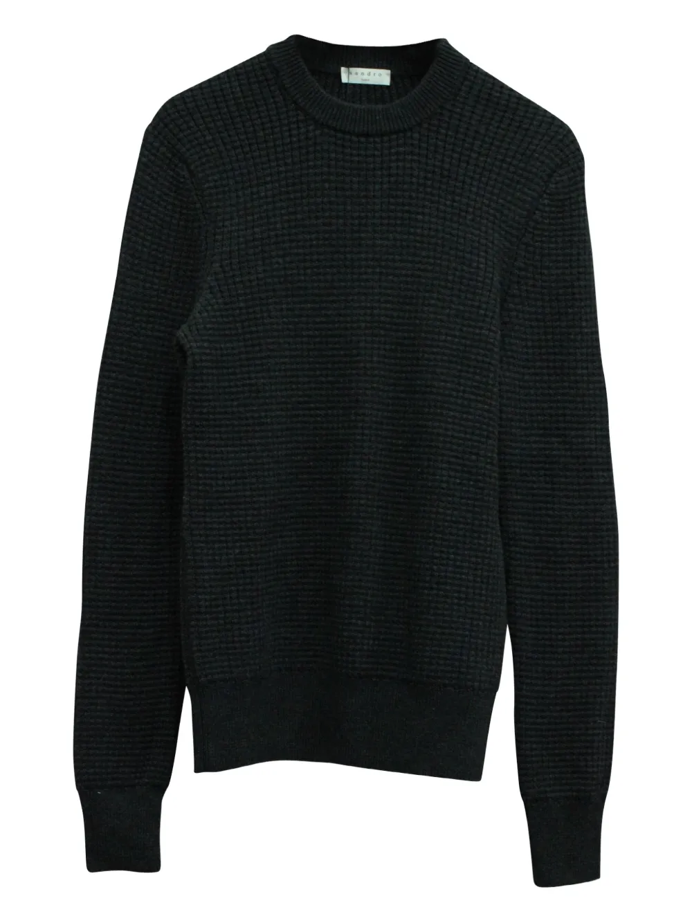 Pre-owned Sandro Checked-pattern Wool Sweater In Gray