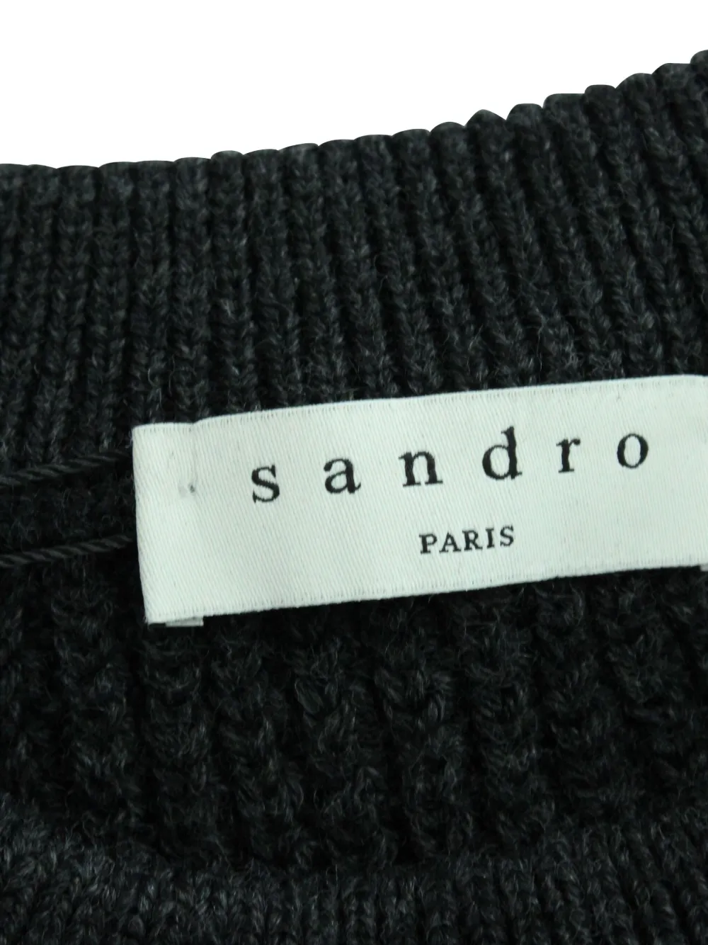 Pre-owned Sandro Checked-pattern Wool Sweater In Gray
