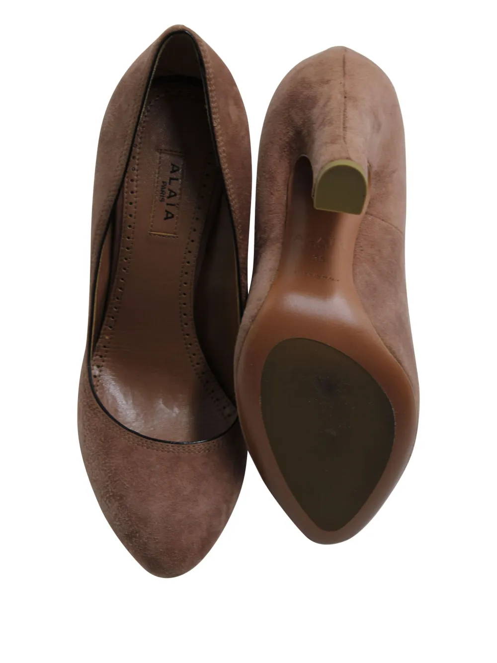 Pre-owned Alaïa Round-toe Suede Pumps In Brown