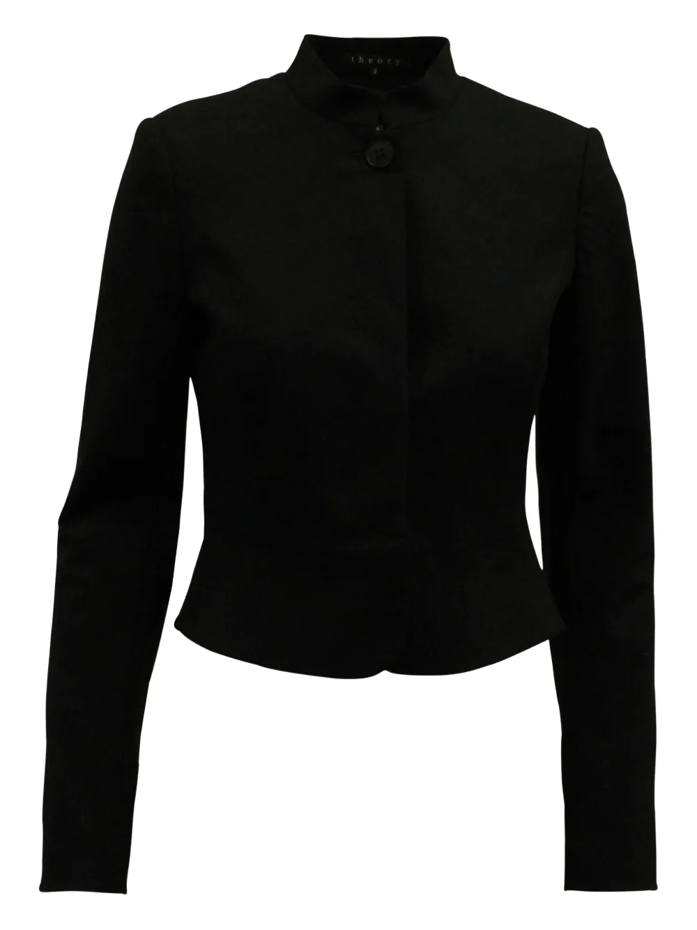 Pre-owned Theory Mandarin-collar Flared Jacket In Black