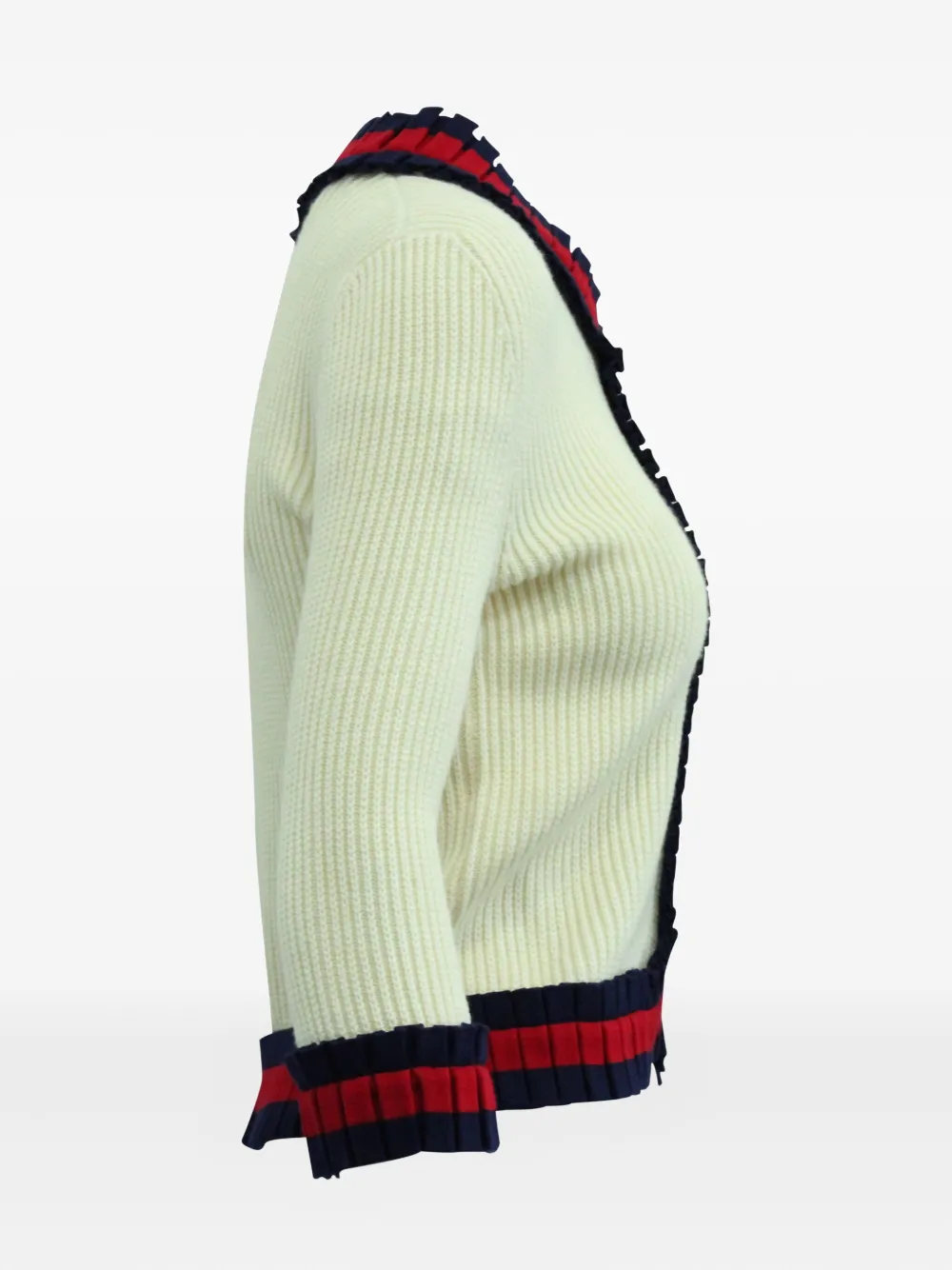 Pre-owned Gucci Web-trim Ribbed Jacket In Neutral