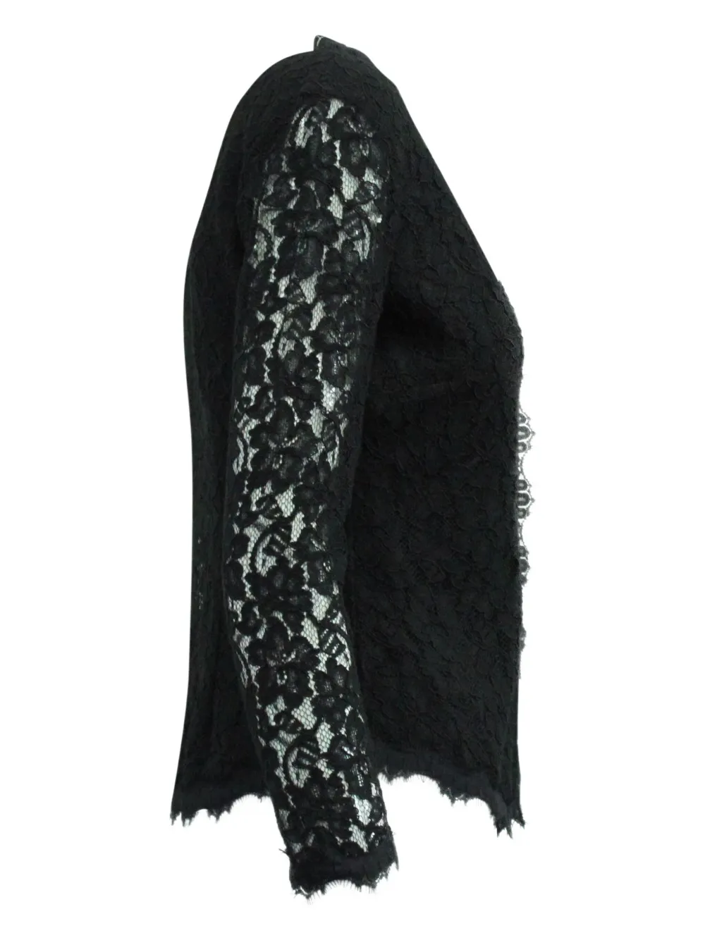Pre-owned Dvf Vintage Long-sleeve Lace Blouse In Black