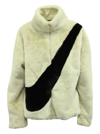 faux fur swoosh jacket