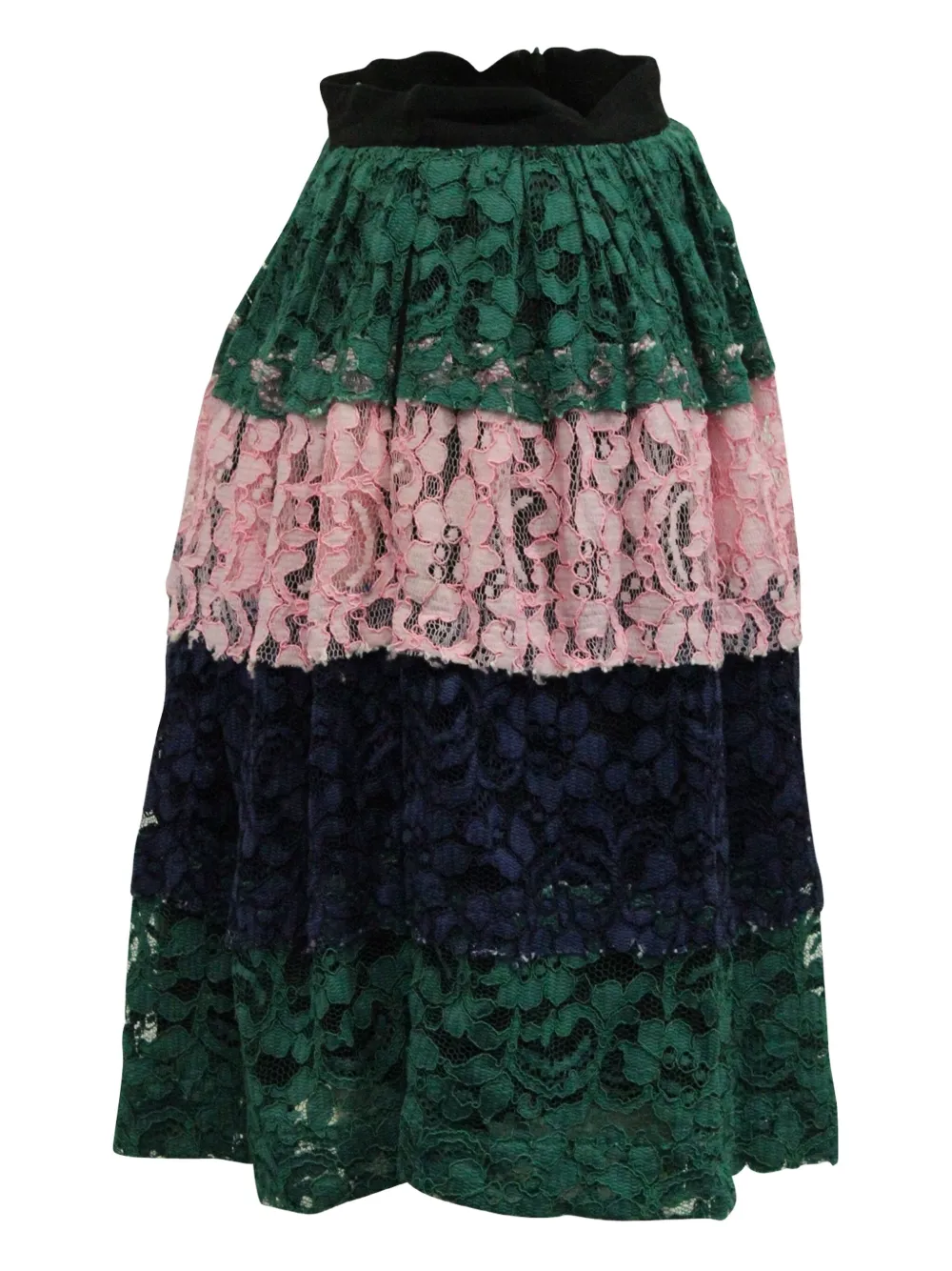 Pre-owned Msgm Striped Lace Mini Skirt In Green