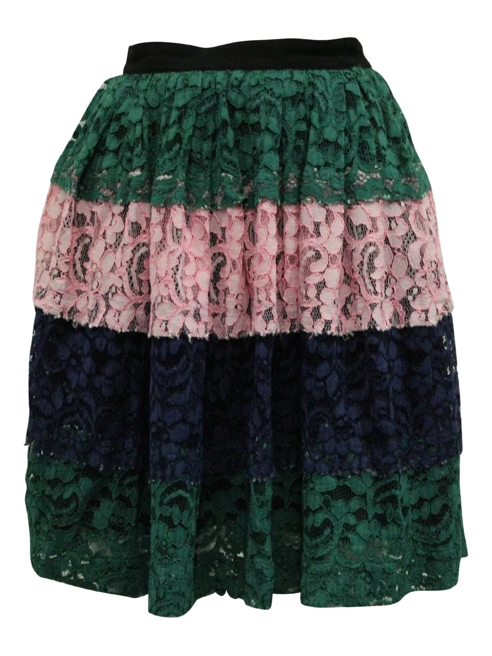 Pre-owned Msgm Striped Lace Mini Skirt In Green